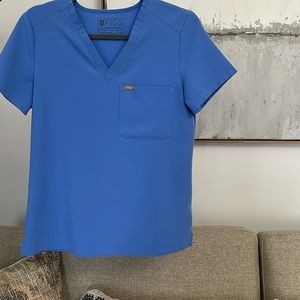 Figs Caterina XS Ceile Blue Scrub Top